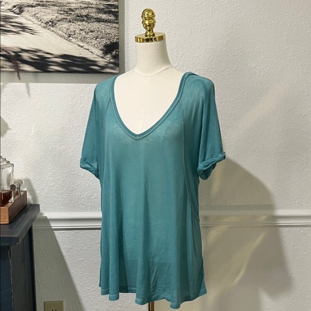 Free People Pomona Mint Short Sleeve V-Neck Tunic
